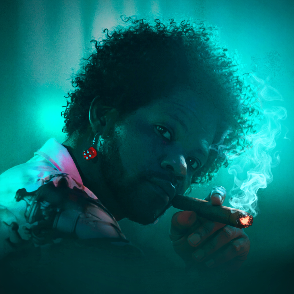 Cinematic portrait — teal light